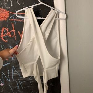 White Tie Back Crop Top
